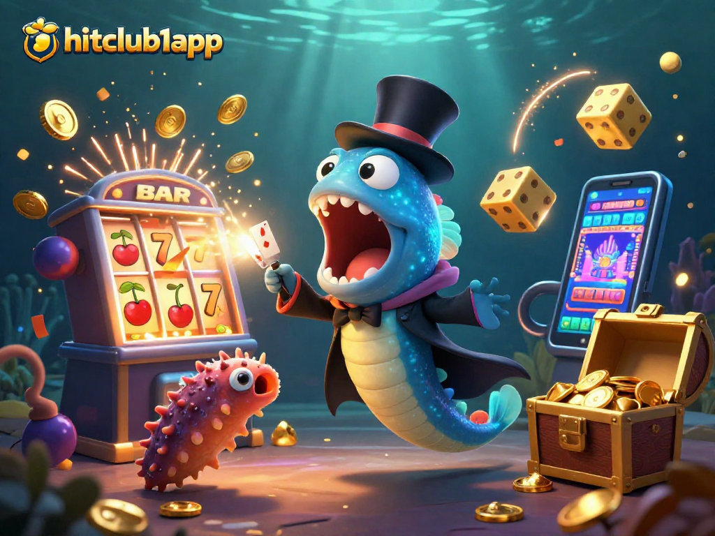 Engage with hitclub1app's thrilling card tricks and jackpot delights in this vibrant scene.
