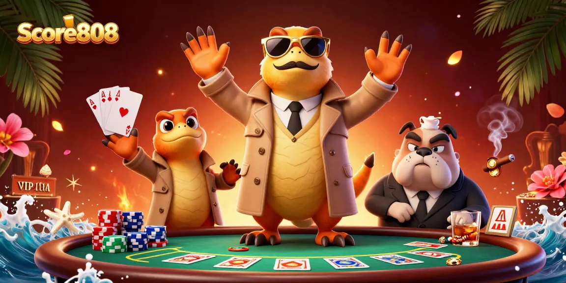 Experience thrilling poker action with Score808, where three raptors in disguise enter a VIP lounge.