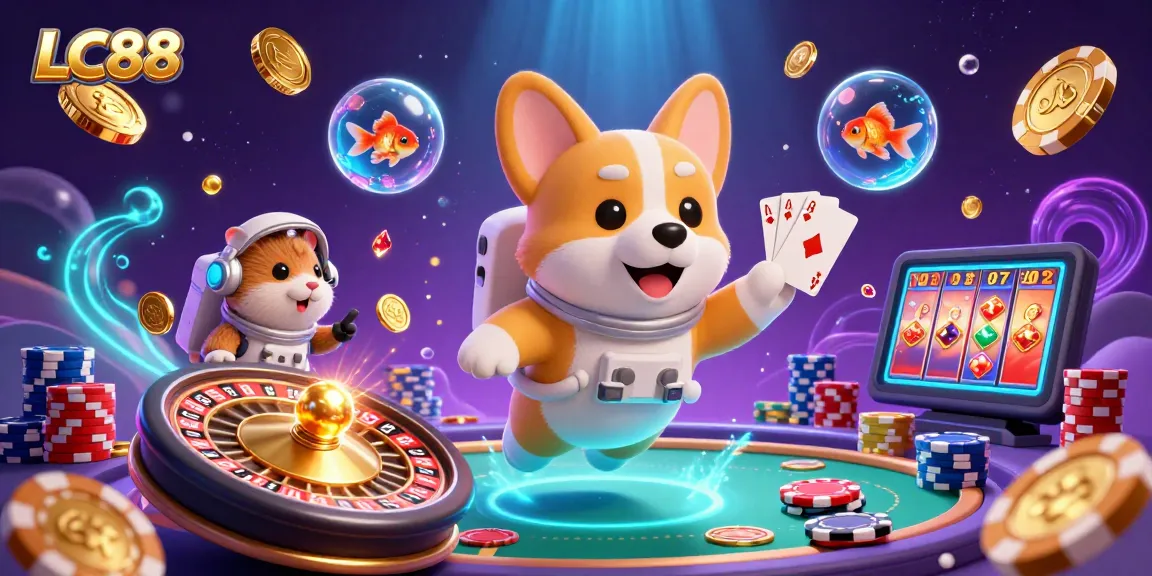 Experience thrilling gaming at LC88 with vibrant casino elements and dynamic characters in an exciting scene.
