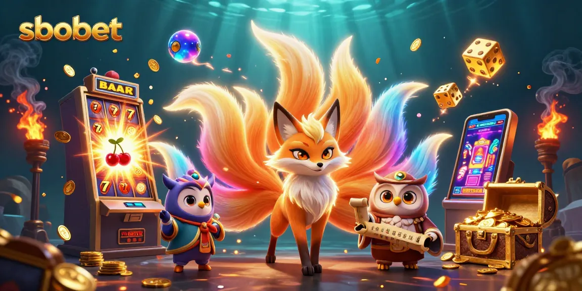 Experience the thrilling sbobet betting world with colorful spirit characters and exciting casino elements surrounding them.