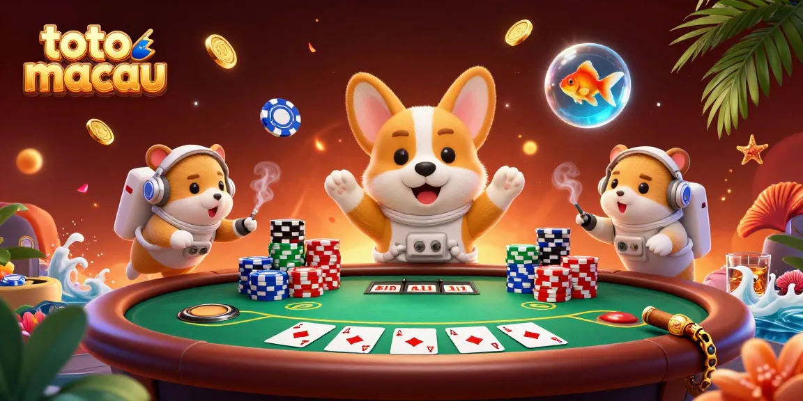 Bermain di toto macau sambil mengamati corgi astronaut dan hamster dalam kasino luar angkasa.