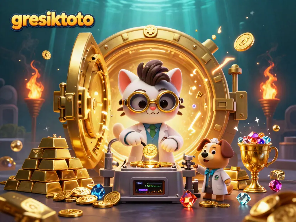 Experience the action and fun of gresiktoto as the mad scientist cat creates a gold-coin machine.