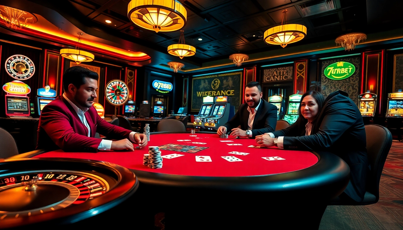 Engaging scene of a poker game at 789BET.COM showcasing excitement and luxury in a casino setting.