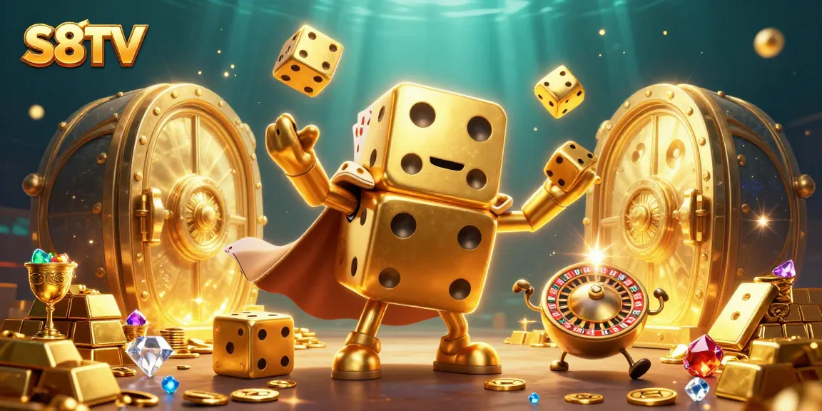 Experience the excitement at S8TV with our dynamic golden dice golem and casino treasures.