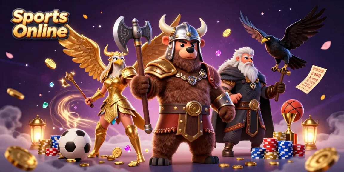 Engage with our Sports Online platform featuring vibrant 3D characters amidst betting slips and sports elements.