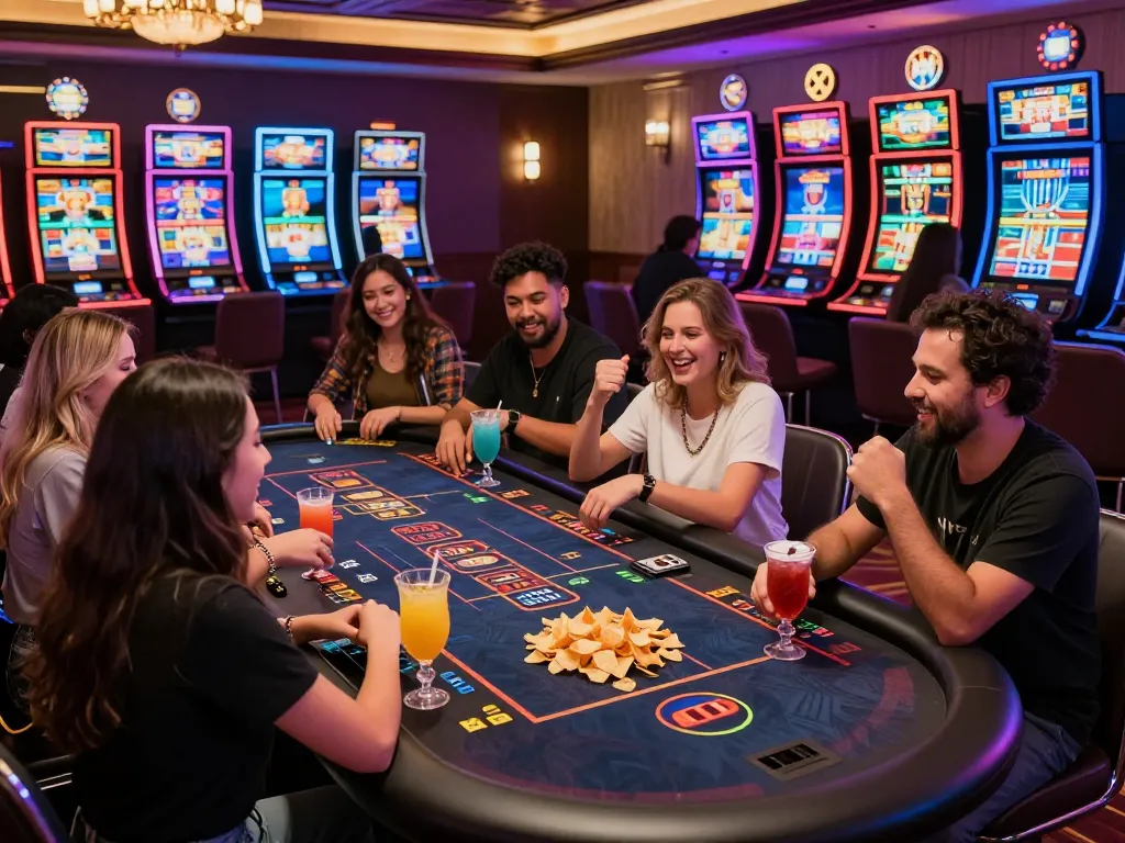 Exciting gaming atmosphere at MM88 online casino with vibrant table and players