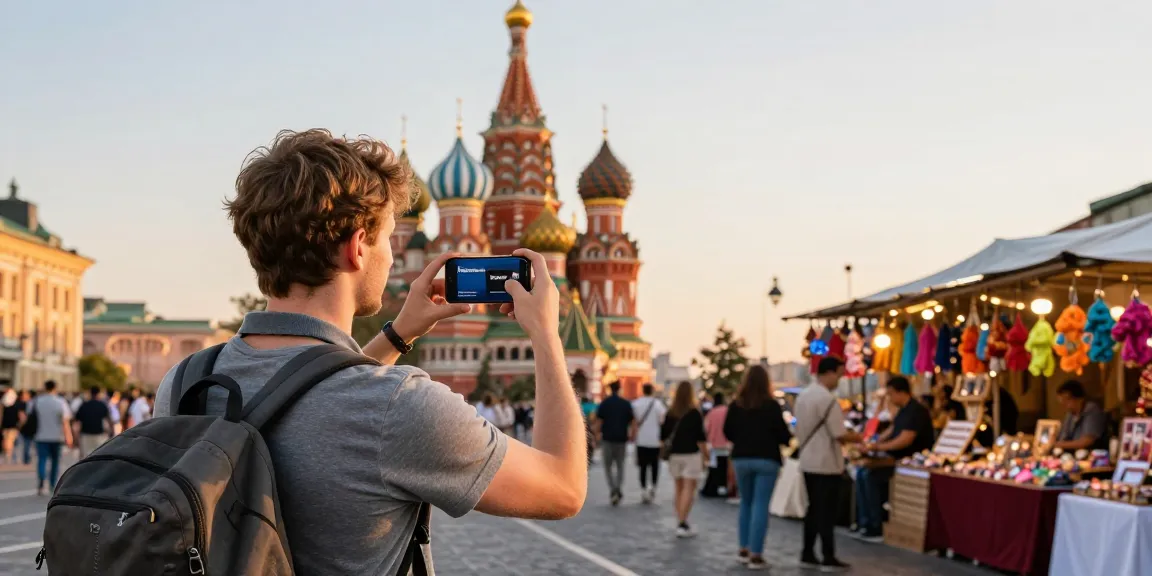 Wisatawan menggunakan kartu virtual https://payinrussia.com/ di pasar Rusia yang ramai, menangkap pengalaman budaya yang kaya.