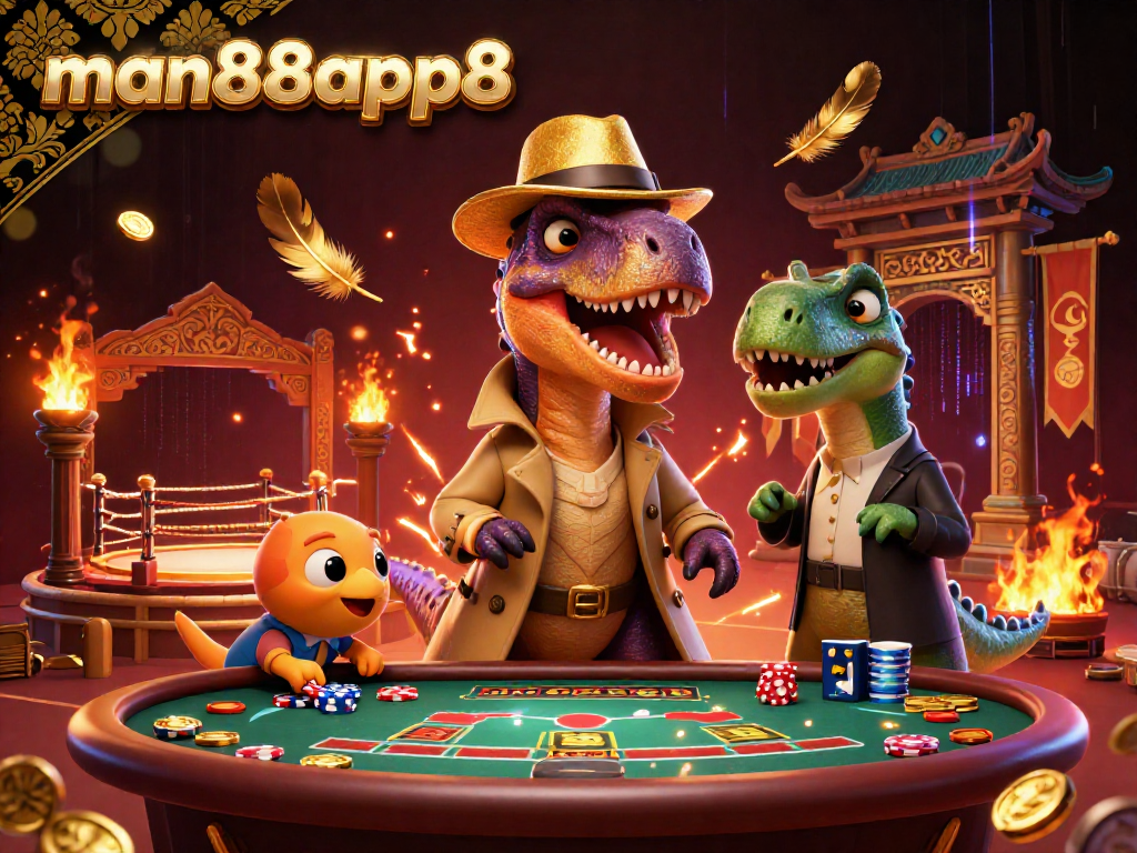 Experience thrilling blackjack action with man88app8 featuring a clever velociraptor at the table.
