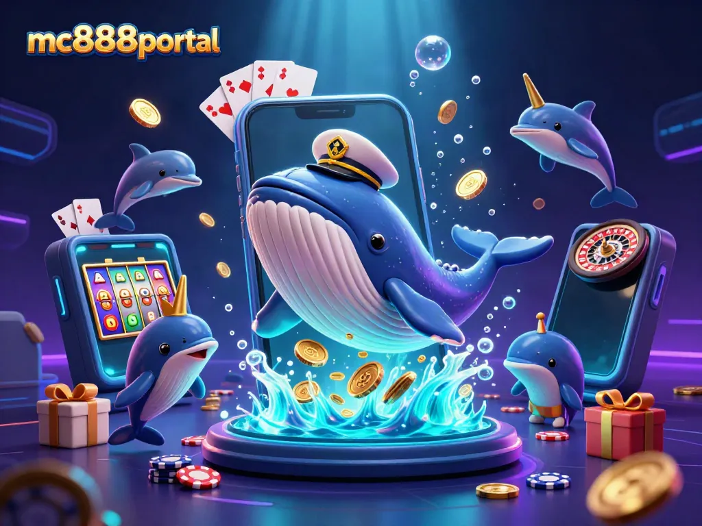 Menghadirkan slot gacor dan promosi menarik di mc888portal dengan ilustrasi koin emas dan permainan digital