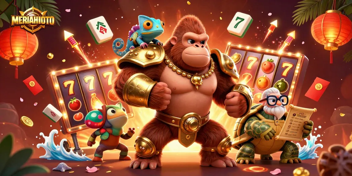 MENGGAMING MERIAHTOTO dengan gorila raja dan elemen kasino yang dinamis.