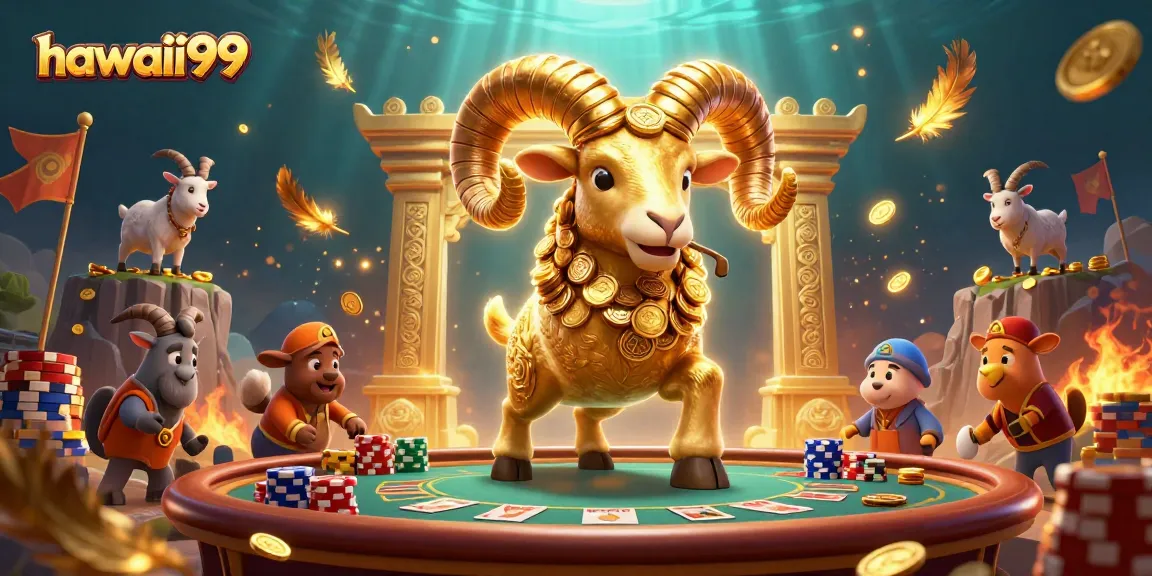 Experience thrilling gameplay with hawaii99 featuring a golden ram at a poker table in a vibrant casino