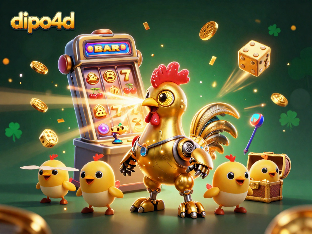 Dive into dipo4d's exciting world with a thrilling 3D slot scene featuring vibrant characters and symbols.