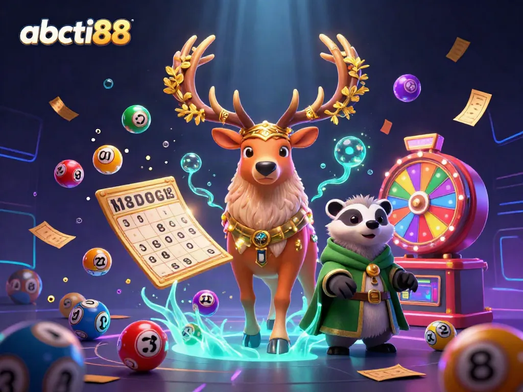 Engage with abcti88's vibrant games as colorful elements bounce in an immersive 3D casino scene.