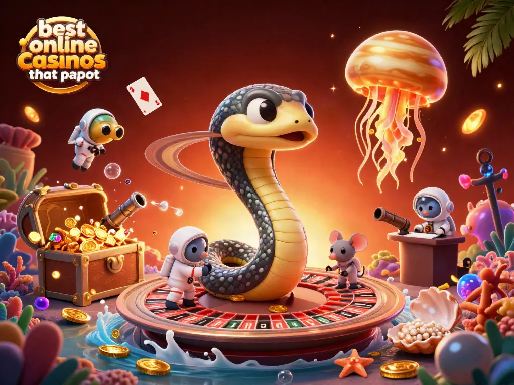 Engage with the best online casinos that payout in this vibrant cosmic themed illustration.