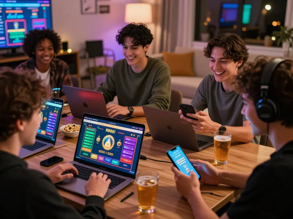 Engaging online gambling scene at RR88 with players enjoying live casino games and sports betting.